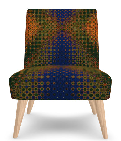 Occasional Chair African Print Blue Octagon