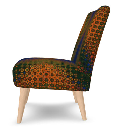 Occasional Chair African Print Blue Octagon