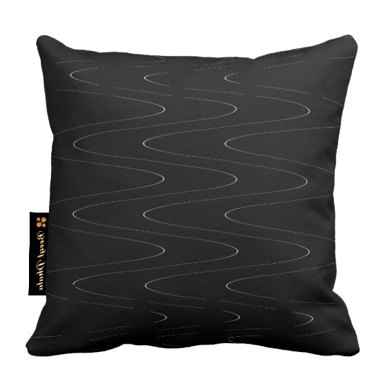 Monochrome Cushion - Waves Print Design