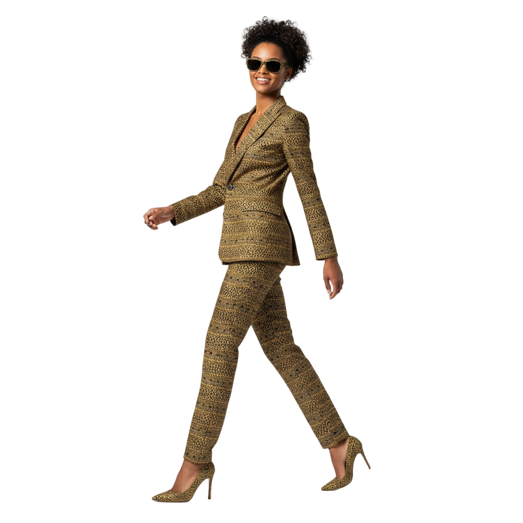 Sunglasses with a patterned frame on a white background