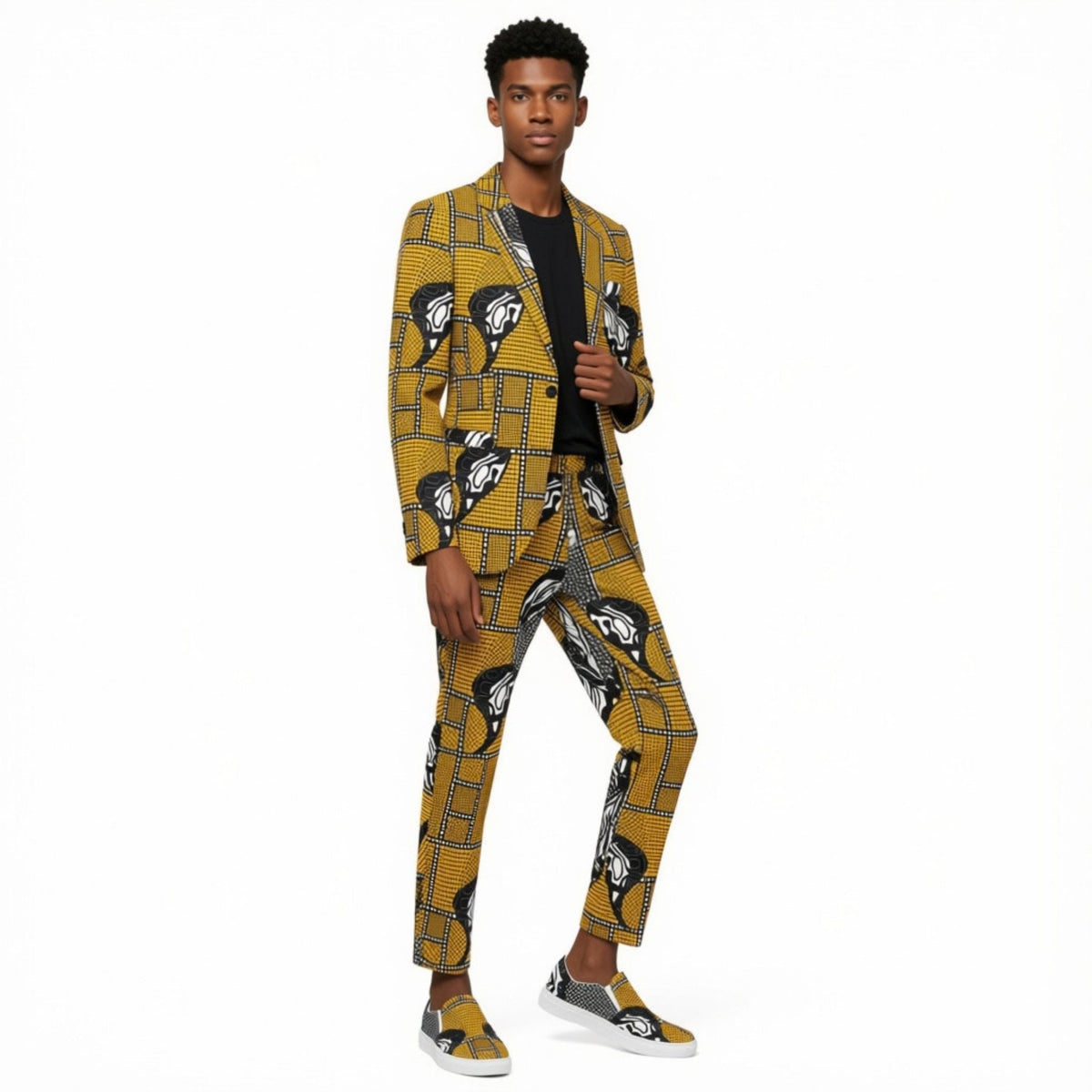 Men’s Afro Print Design 8 Slip Ons