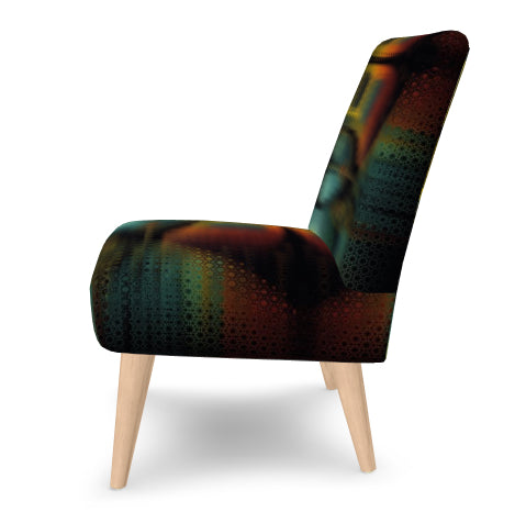 Chair with a colorful geometric pattern on a white background