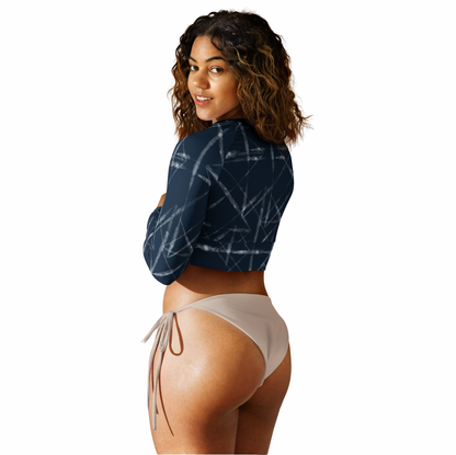 Recycled Long Sleeves Cropped Top Tie Dye Print #6