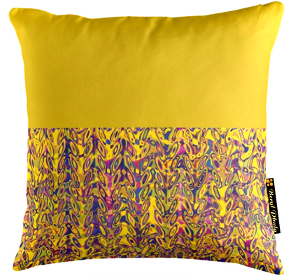 YELLOW AND DUMBBELL PRINT CUSHION