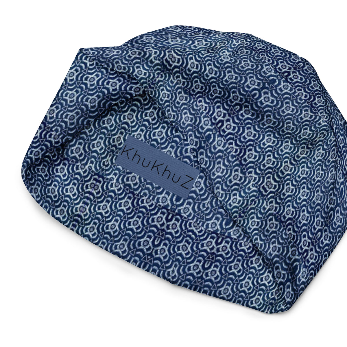 Beanie African Print Blue and white