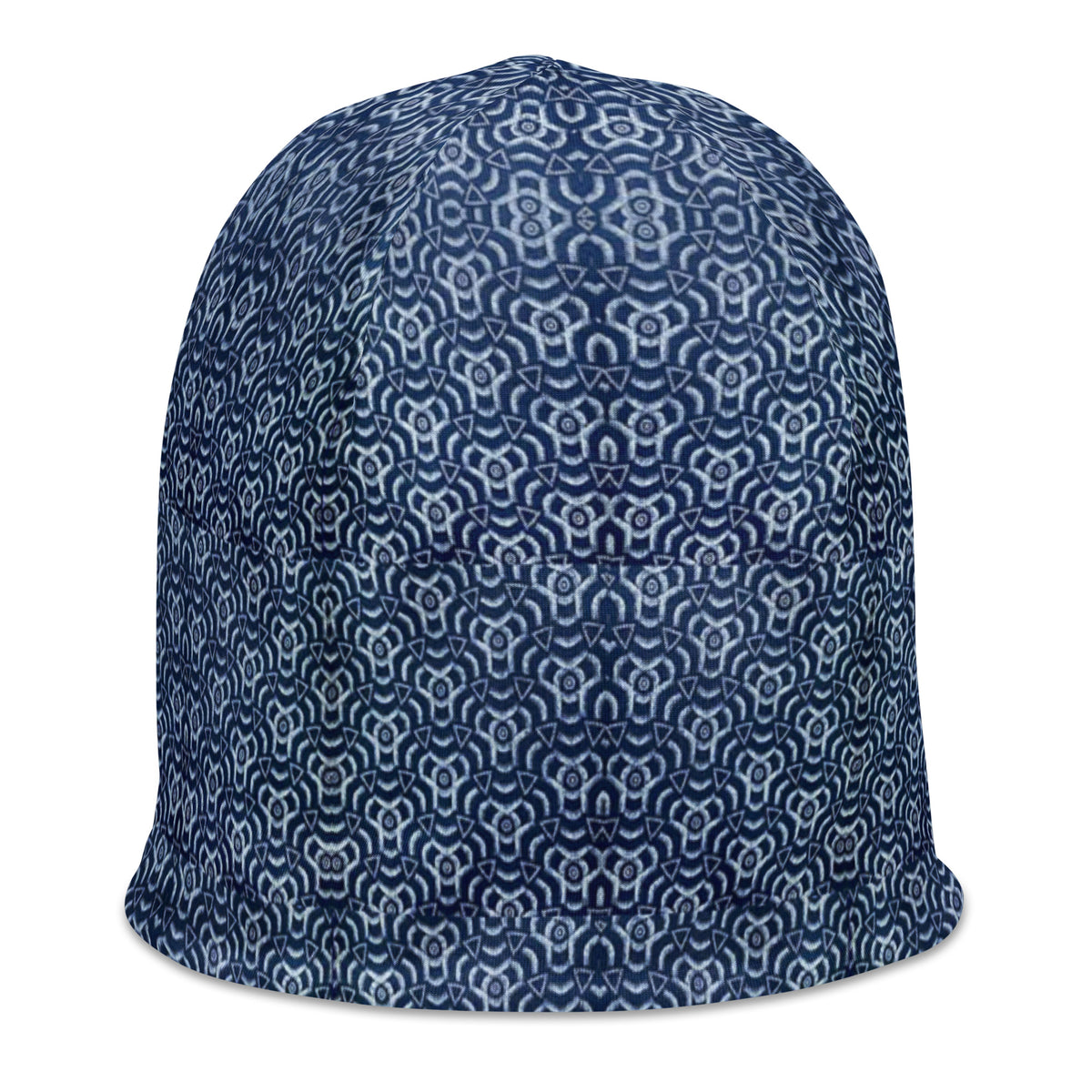 Beanie African Print Blue and white