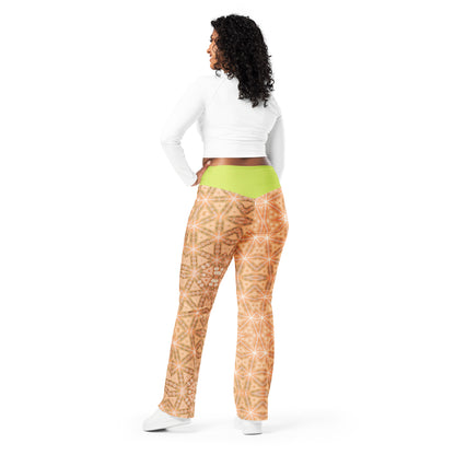 Flare Leggings Peach Fuzz Floral #1.8 Neon Green
