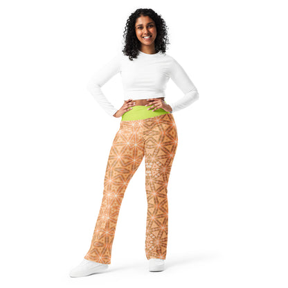 Flare Leggings Peach Fuzz Floral #1.8 Neon Green