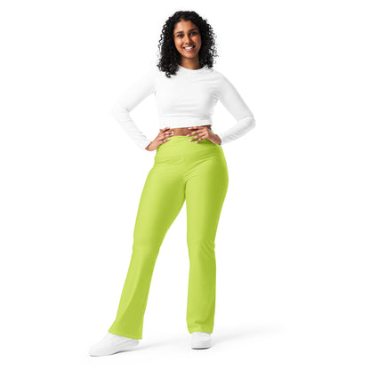 Flare Leggings Solid Neon Green