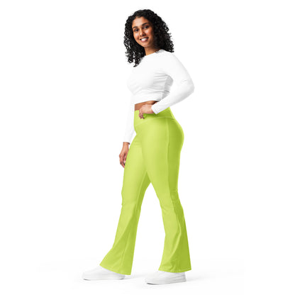 Flare Leggings Solid Neon Green