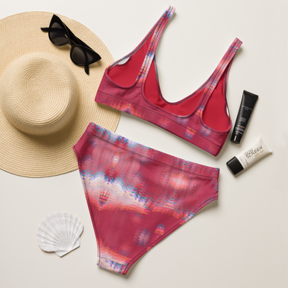Recycled High-Waisted Bikini Viva Magenta Texture 17 - Metaverse