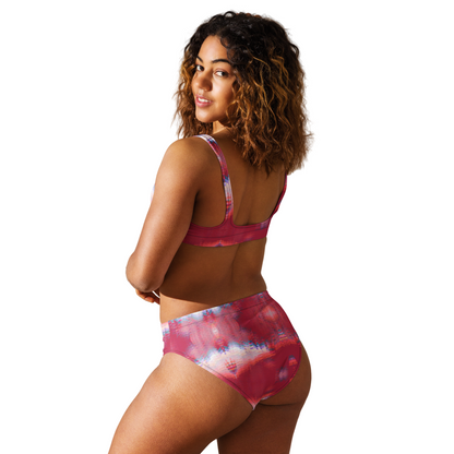 Recycled High-Waisted Bikini Viva Magenta Texture 17 - Metaverse