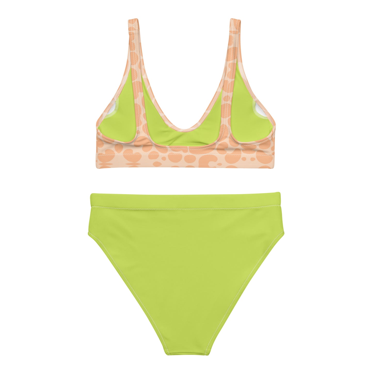 Recycled High-Waisted Bikini Animal Print & Solid Neon Swimwear