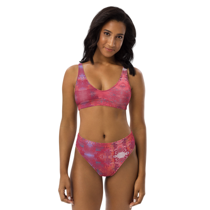 Recycled High-Waisted Bikini Viva Magenta Texture 32 - Metaverse