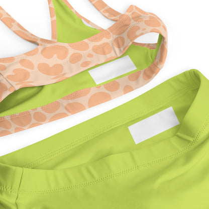 Recycled High-Waisted Bikini Animal Print & Solid Neon Swimwear
