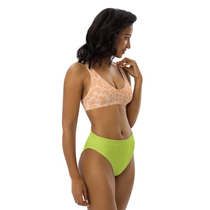 Recycled High-Waisted Bikini Animal Print & Solid Neon Swimwear
