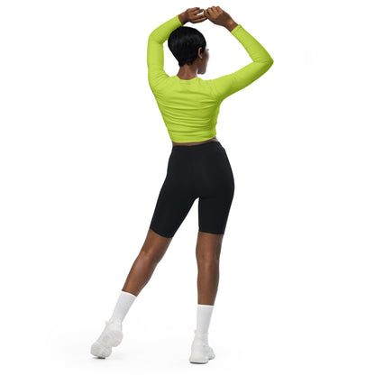 Recycled Long-Sleeve Crop Top Solid Neon Green
