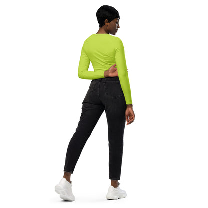 Recycled Long-Sleeve Crop Top Solid Neon Green