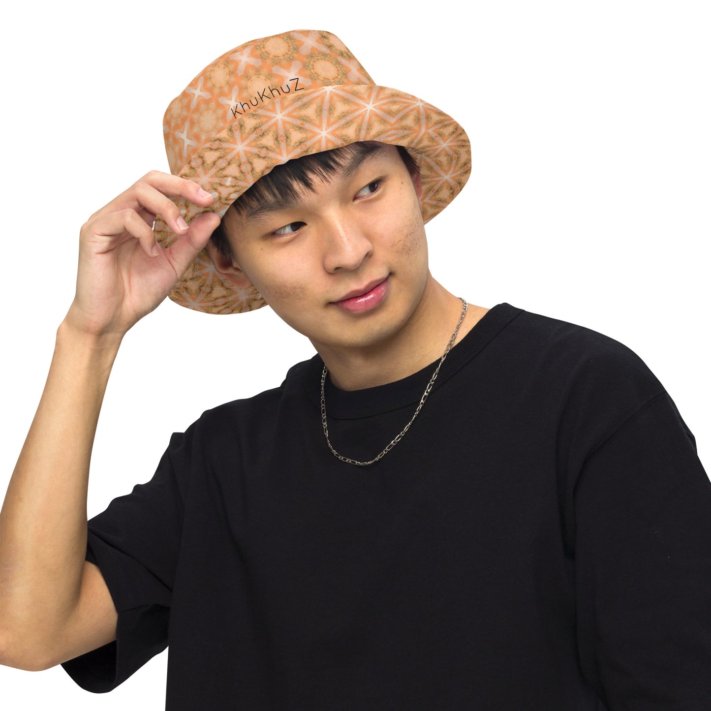 Reversible Bucket Hat Floral Peach Fuzz Print 1.18