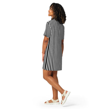 T-shirt Dress Black and White Stripes Pattern #153
