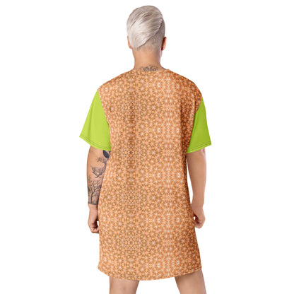 T-shirt Dress Peach Fuzz & Solid Neo Green