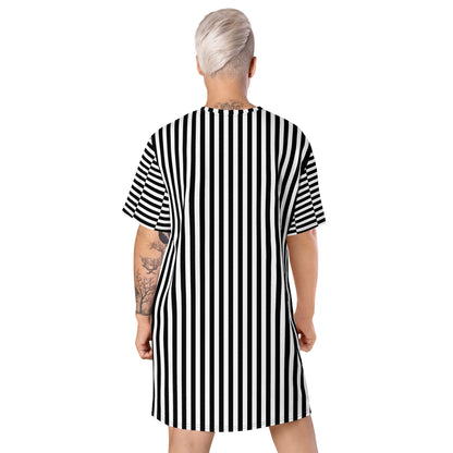 T-shirt Dress Black and White Stripes Pattern #153