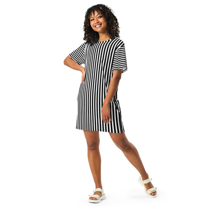 T-shirt Dress Black and White Stripes Pattern #153