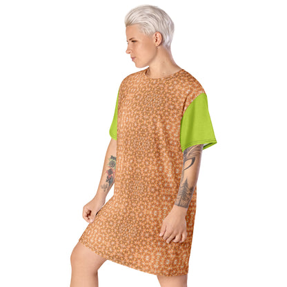 T-shirt Dress Peach Fuzz & Solid Neo Green