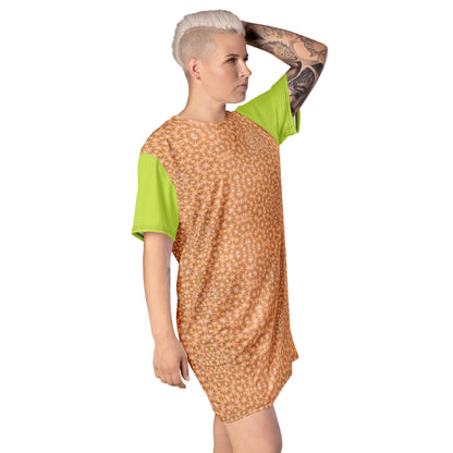 T-shirt Dress Peach Fuzz & Solid Neo Green