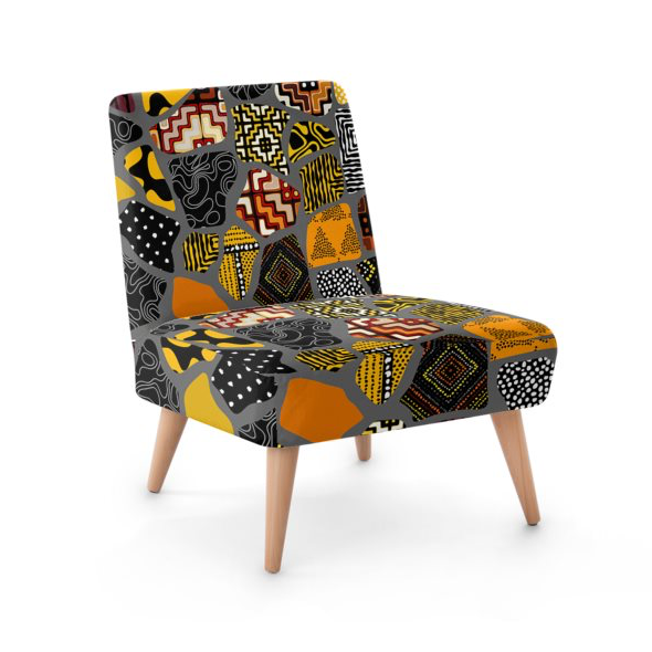 Occasional Chair Afro Patchwork Print Design 1