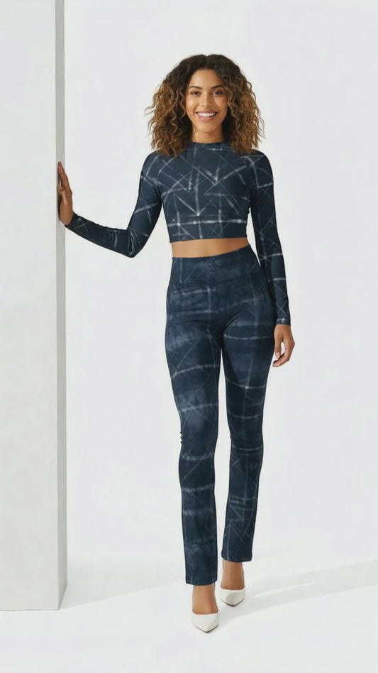 Recycled Long Sleeves Cropped Top Tie Dye Print #6