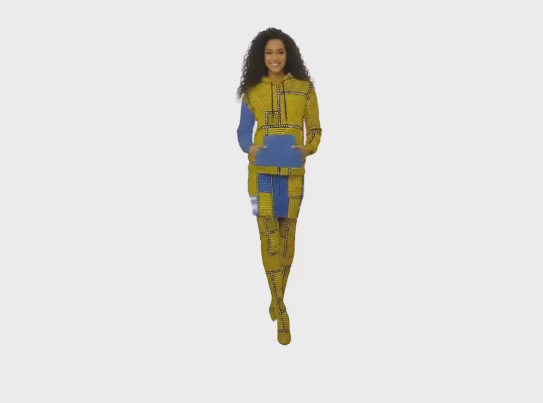 Unisex Hoodie Afro Patchwork Print Design 2