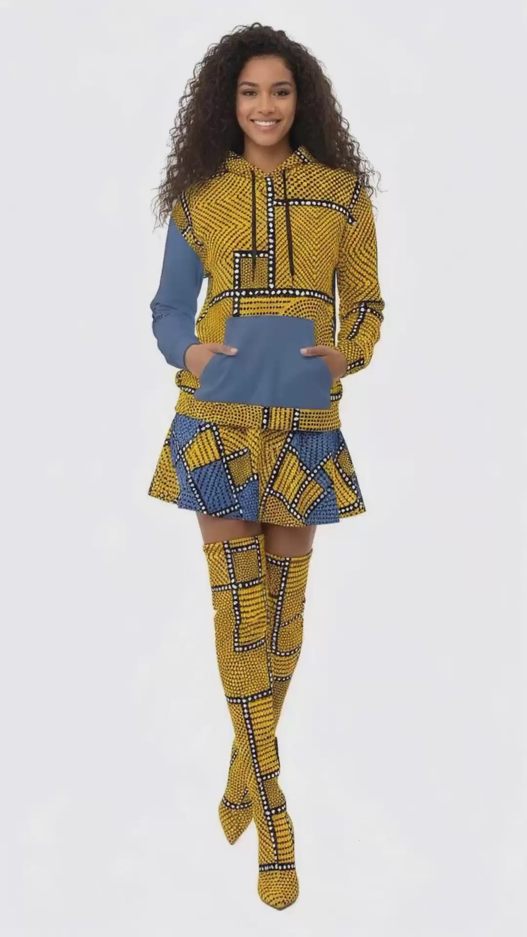 Unisex Hoodie Afro Patchwork Print Design 2