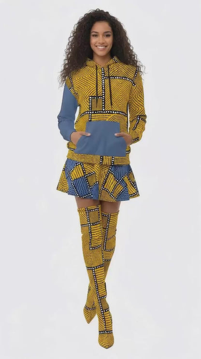 Unisex Hoodie Afro Patchwork Print Design 2