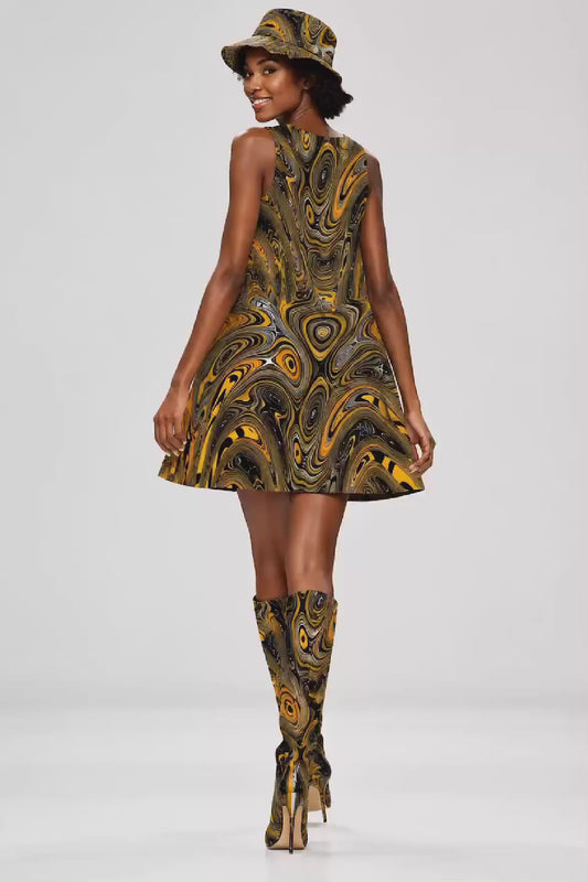 Afro Patchwork Print Design 1.3 A-Line Dress