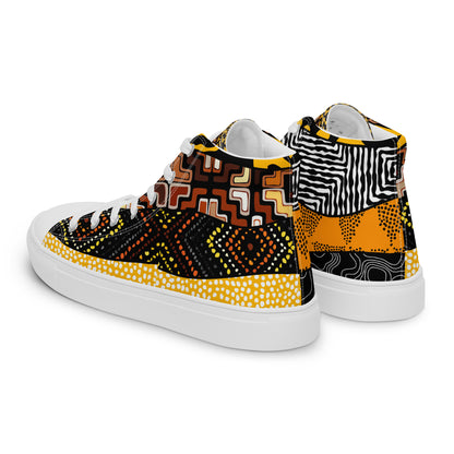 Women’s high top canvas shoes Afro Patchwork Print Design 9