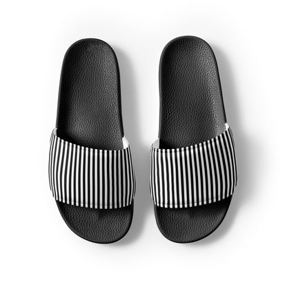 Women's Slides Black and White Stripes Pattern #153