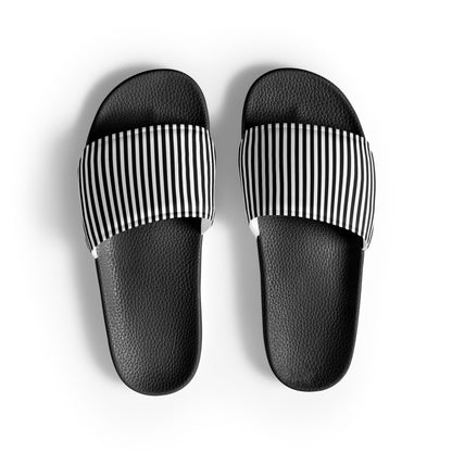 Women's Slides Black and White Stripes Pattern #153