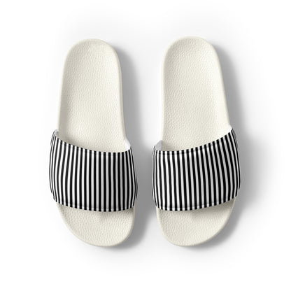 Women's Slides Black and White Stripes Pattern #153