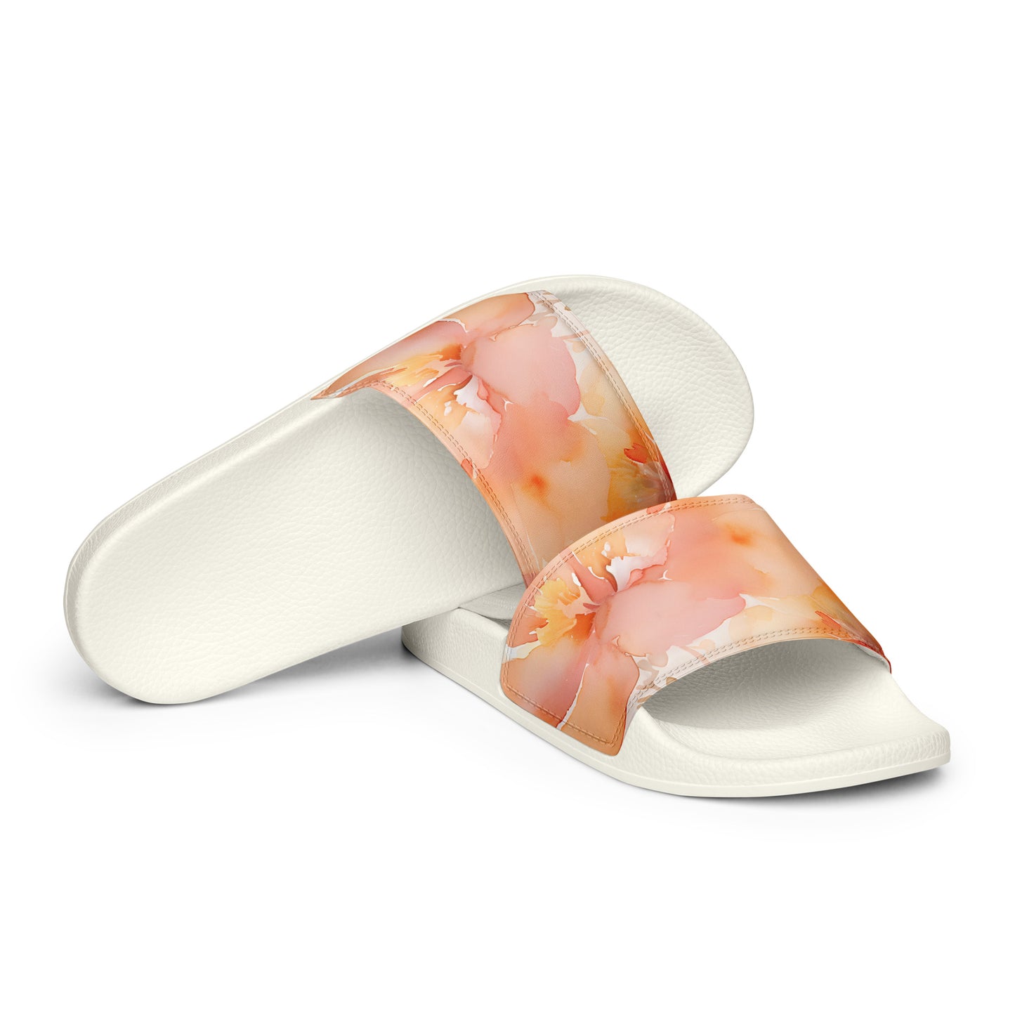 Women's Slides Peach Fuzz Floral Print #9