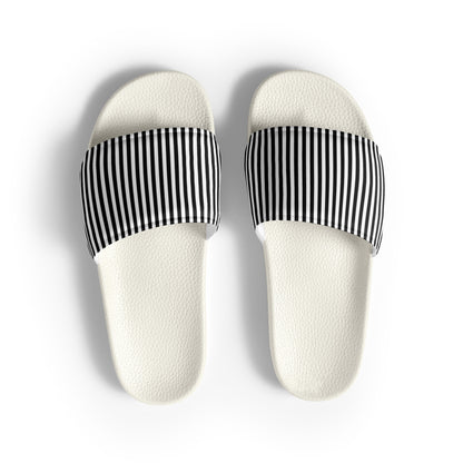 Women's Slides Black and White Stripes Pattern #153