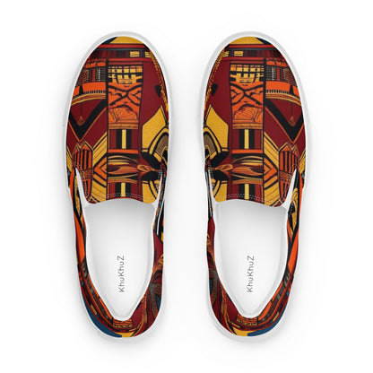 Women’s Slip-on Canvas Shoes African Print Orange 1