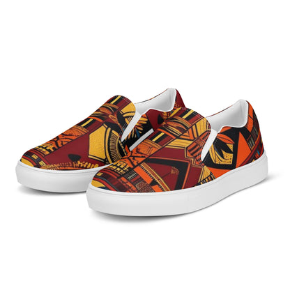 Women’s Slip-on Canvas Shoes African Print Orange 1