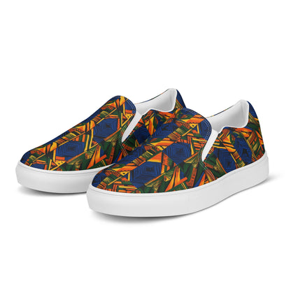 Women’s Slip-on Canvas Shoes African Print Blue 1