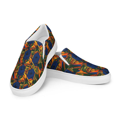 Women’s Slip-on Canvas Shoes African Print Blue 1