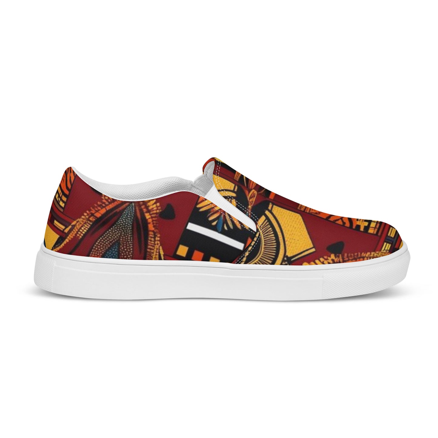 Women’s Slip-on Canvas Shoes African Print Orange 1