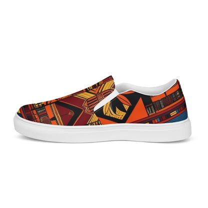 Women’s Slip-on Canvas Shoes African Print Orange 1