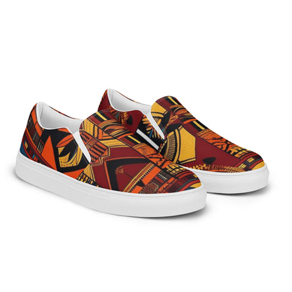 Women’s Slip-on Canvas Shoes African Print Orange 1