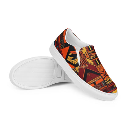 Women’s Slip-on Canvas Shoes African Print Orange 1