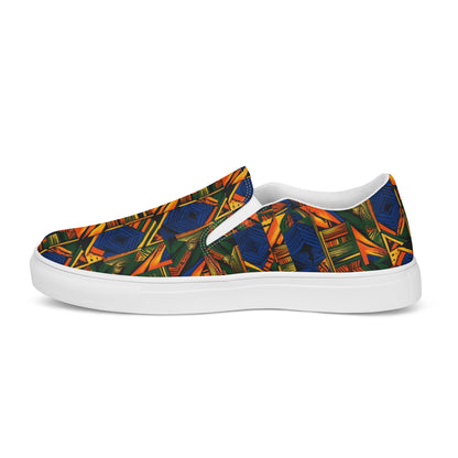 Women’s Slip-on Canvas Shoes African Print Blue 1